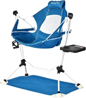 SUNNYFEEL Hammock Camping Chair, SmartFit Auto-Adjust Straps Swinging Chair with Beach Mat, Folding Rocking Chair Recliner for Outdoor Travel, Sports Games, Lawn, Backyard