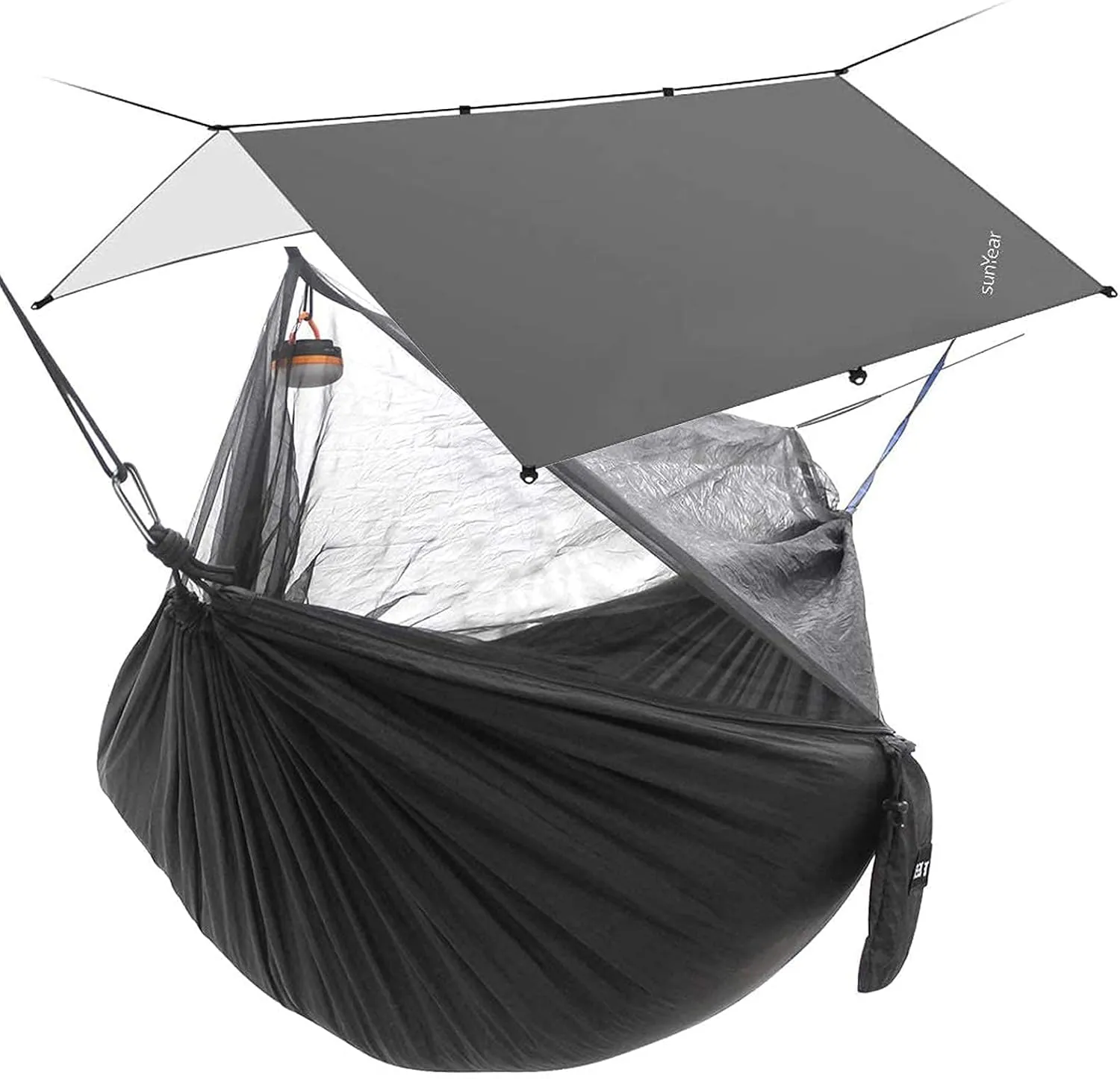 Sunyear Camping Hammock with Bug Net & Sunyear Hammock Rain Fly Tent Tarp Provides Effective Protection Against Rain
