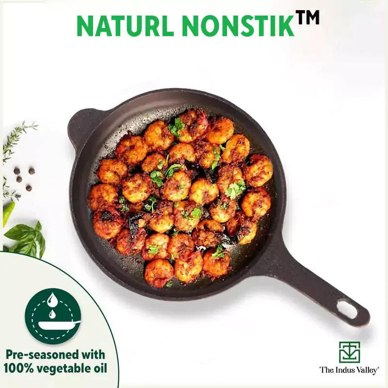 Super Smooth Cast Iron Shallow Fry Pan,Pre-seasoned, Nonstick, 100% Pure, Toxin-free, Induction, 25.4cm, 1.8kg