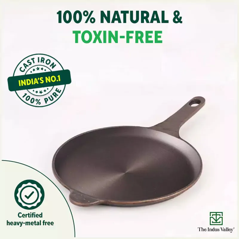 Super Smooth Cast Iron Shallow Fry Pan,Pre-seasoned, Nonstick, 100% Pure, Toxin-free, Induction, 25.4cm, 1.8kg