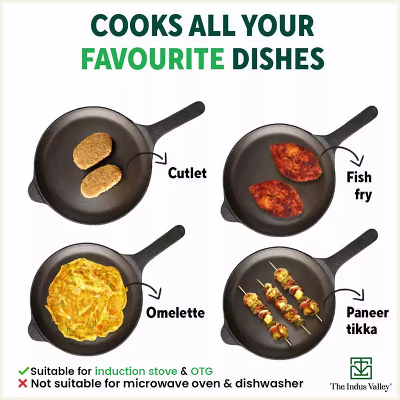 Super Smooth Cast Iron Shallow Fry Pan,Pre-seasoned, Nonstick, 100% Pure, Toxin-free, Induction, 25.4cm, 1.8kg