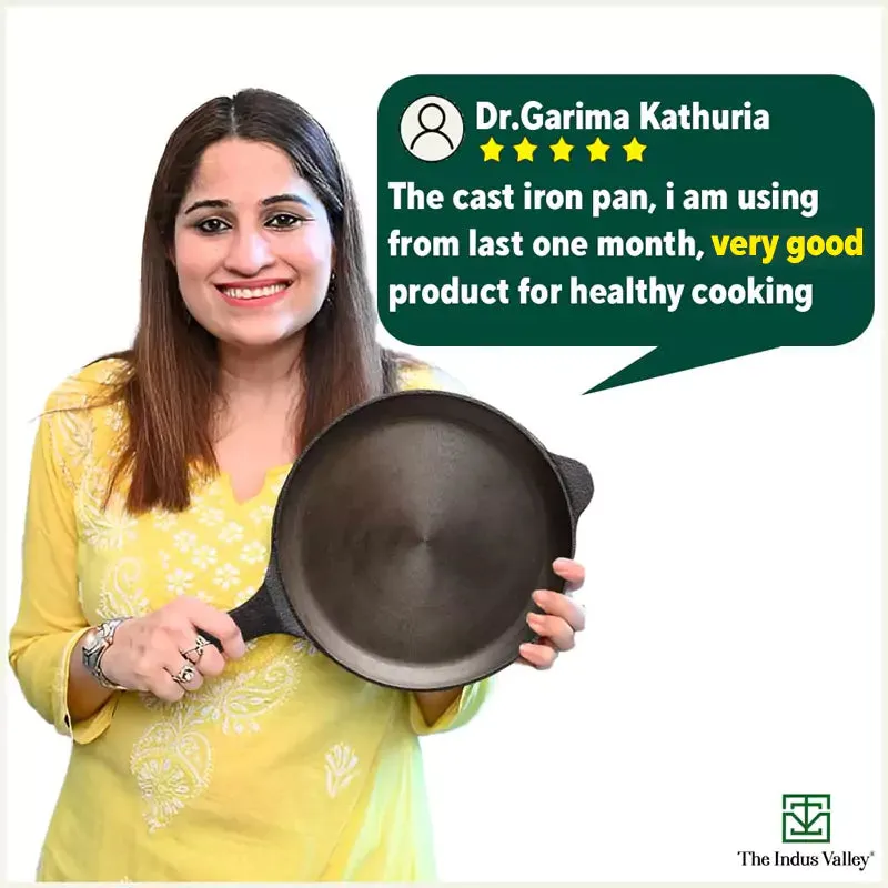 Super Smooth Cast Iron Shallow Fry Pan,Pre-seasoned, Nonstick, 100% Pure, Toxin-free, Induction, 25.4cm, 1.8kg