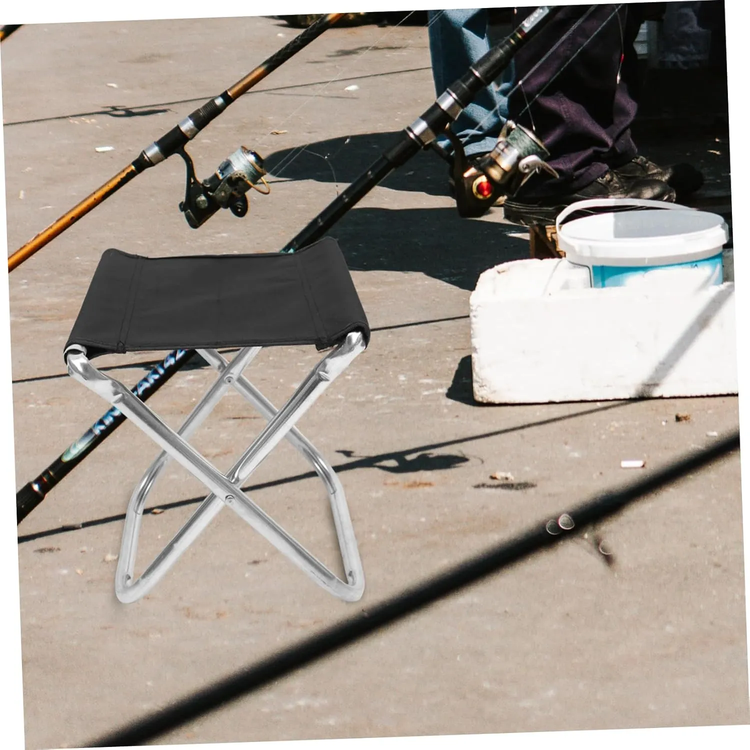 SUPVOX Retractable Folding Stool for Camping Portable Aluminum Chair 100kg Max Capacity Comfortable for Outdoor Terrace Garden