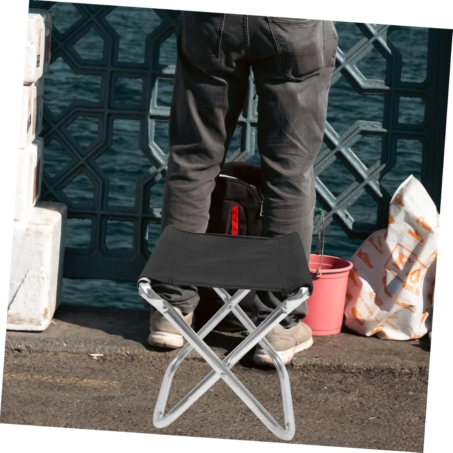 SUPVOX Retractable Folding Stool for Camping Portable Aluminum Chair 100kg Max Capacity Comfortable for Outdoor Terrace Garden