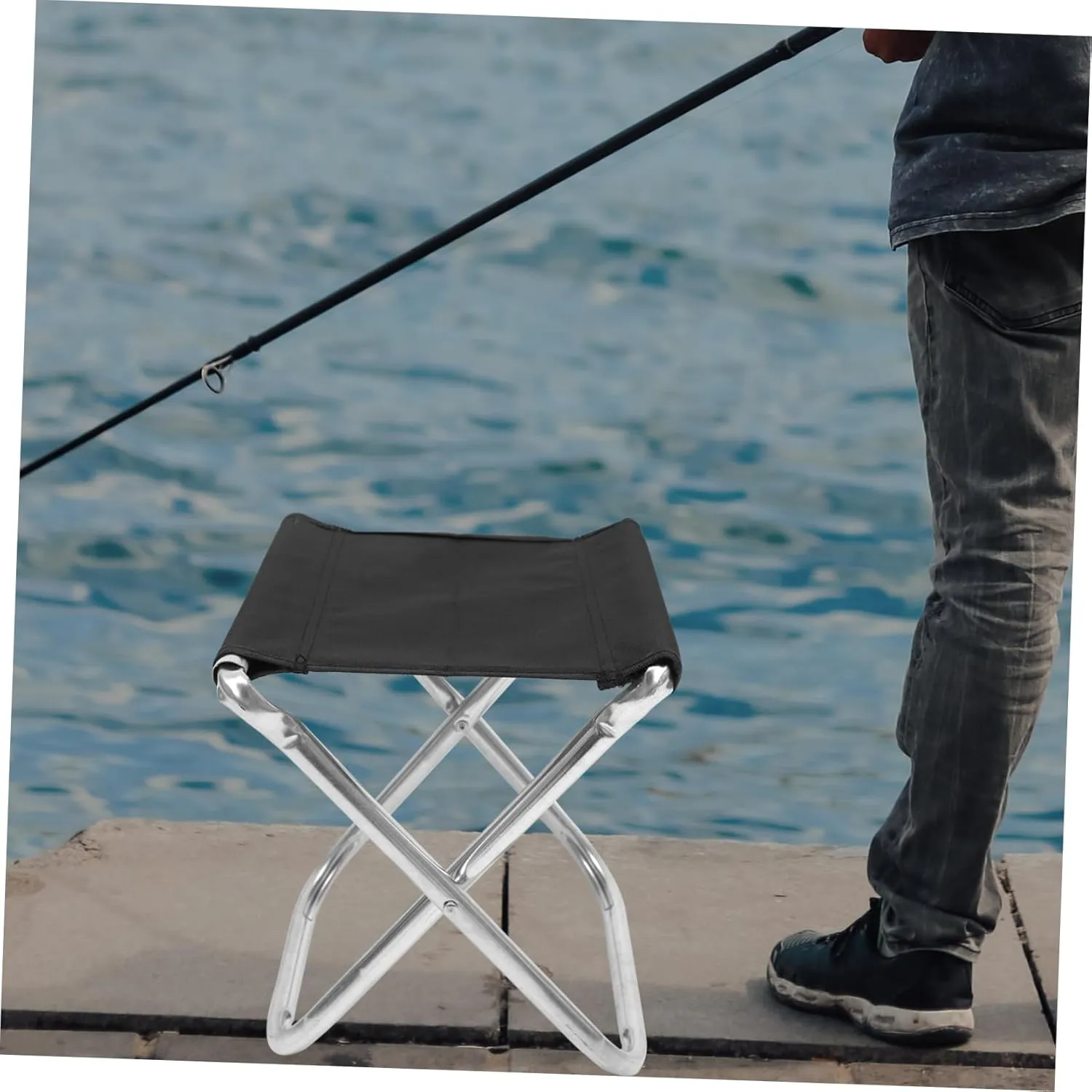 SUPVOX Retractable Folding Stool for Camping Portable Aluminum Chair 100kg Max Capacity Comfortable for Outdoor Terrace Garden