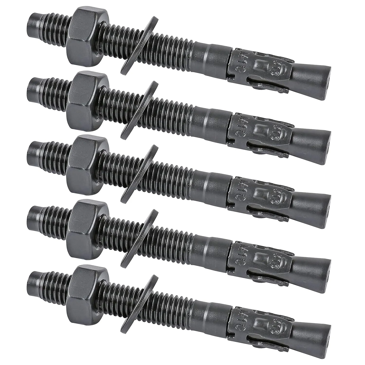 T316 Stainless Steel (Marine Grade) Wedge Anchor Bolt (3/8"×3-1/2", Black, 10 Pack)
