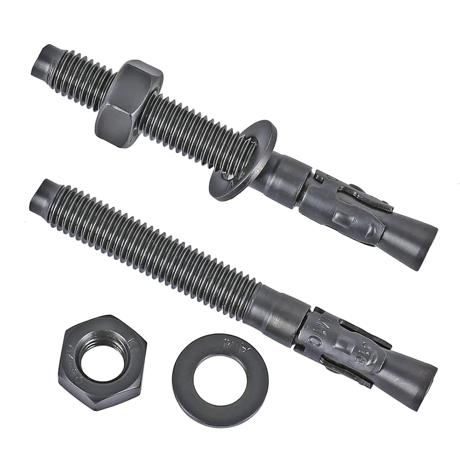 T316 Stainless Steel (Marine Grade) Wedge Anchor Bolt (3/8"×3-1/2", Black, 10 Pack)