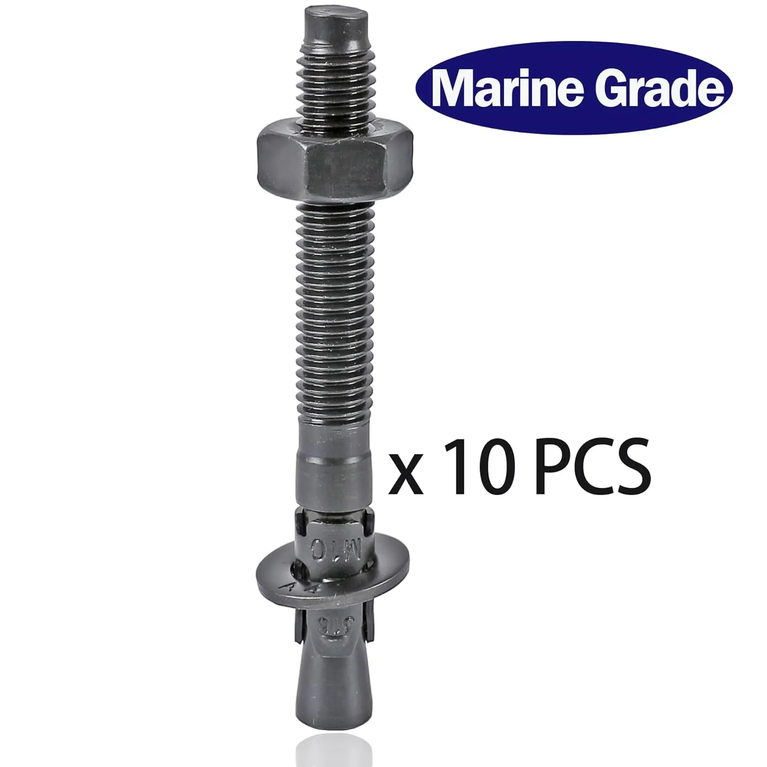 T316 Stainless Steel（Marine Grade Wedge Anchor Bolt (1/2"×5-1/2", Black, 10 Pack)