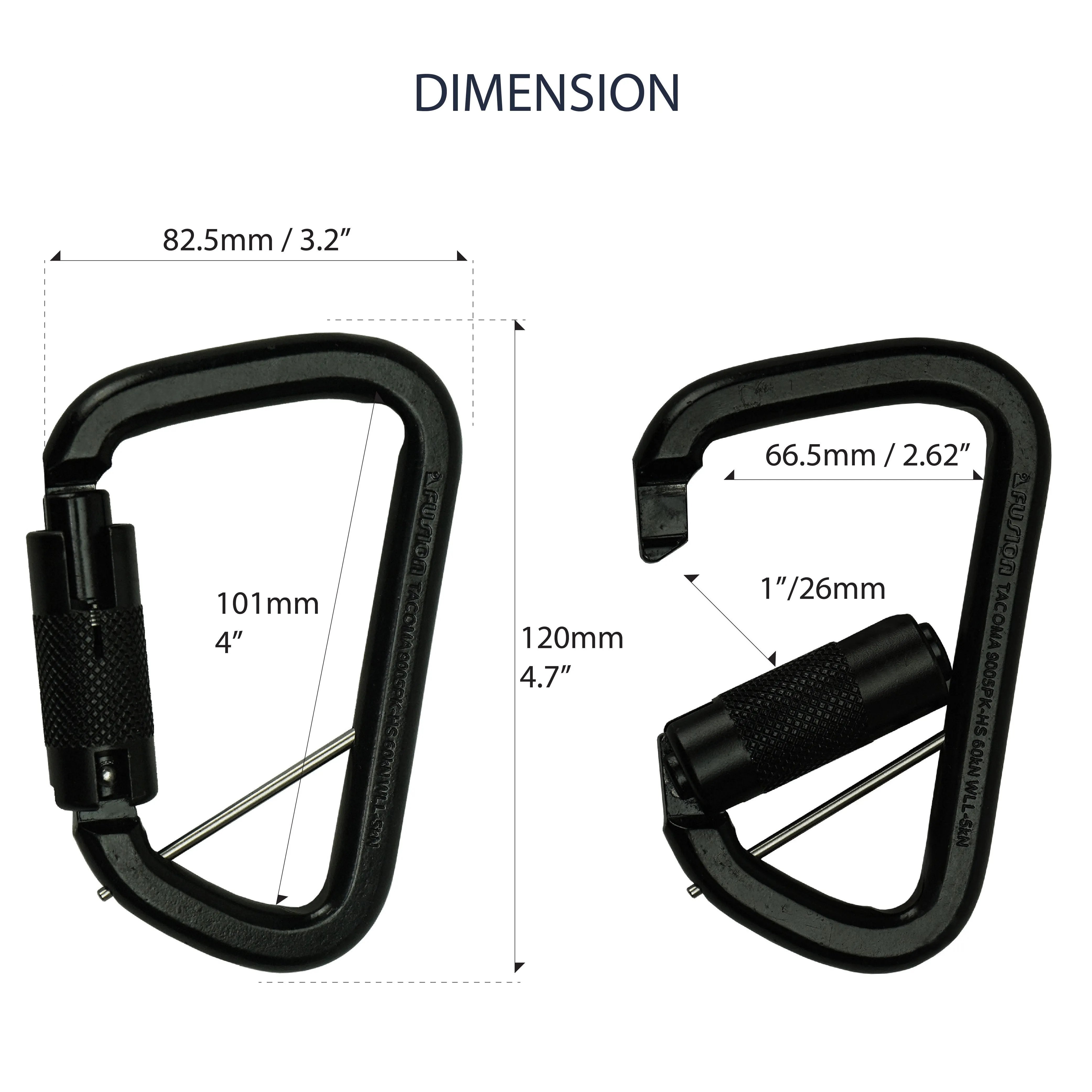 Tacoma Extra Duty 60KN - Auto Lock Carabiner - Black