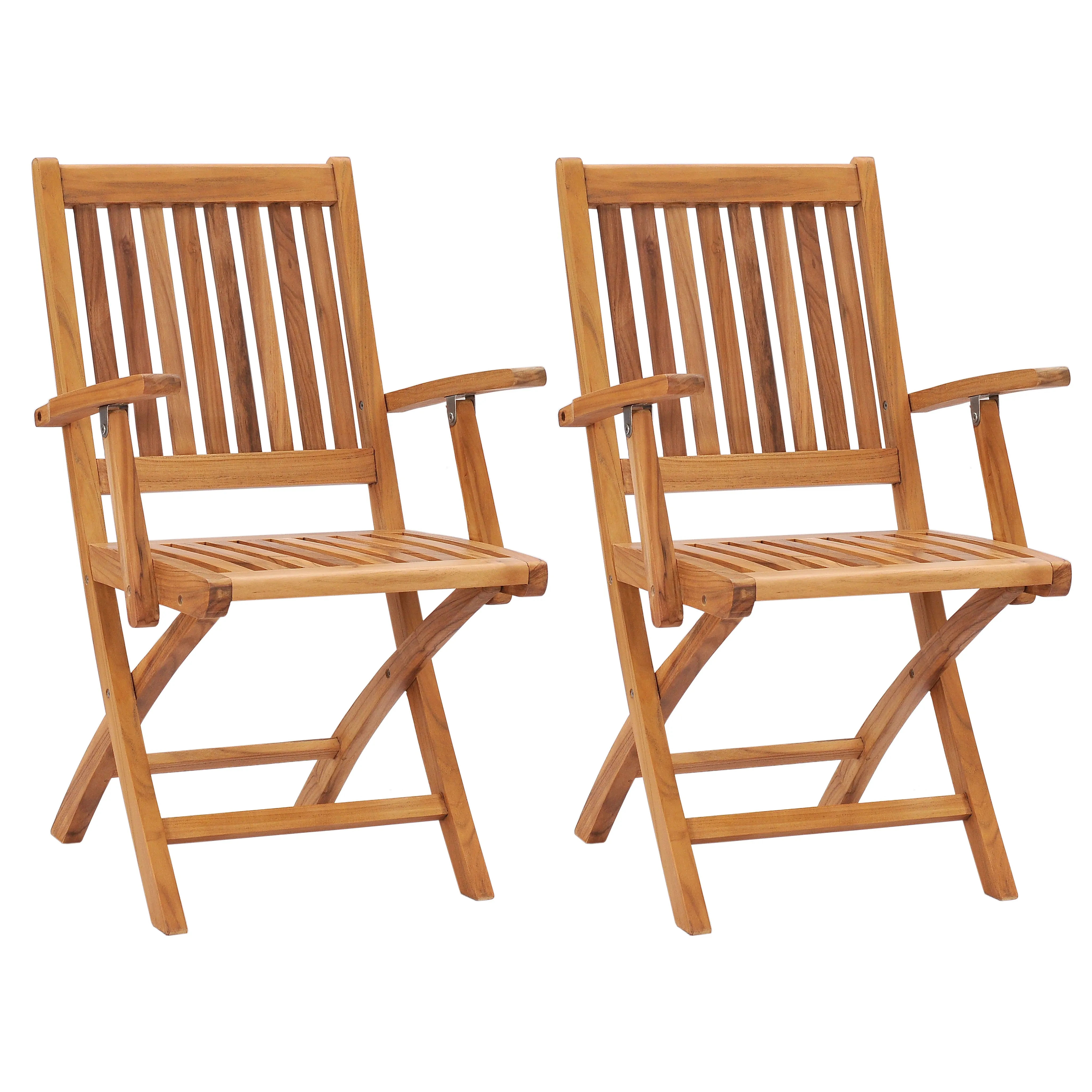Teak Wood Santa Barbara Folding Arm Chair (set of 2)