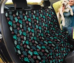 Teal and Pink Cactus Pattern Dog Hammock Back Seat Cover For Pets