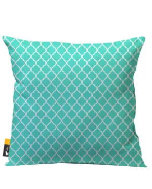 Teal Moroccan Outdoor Throw Pillow