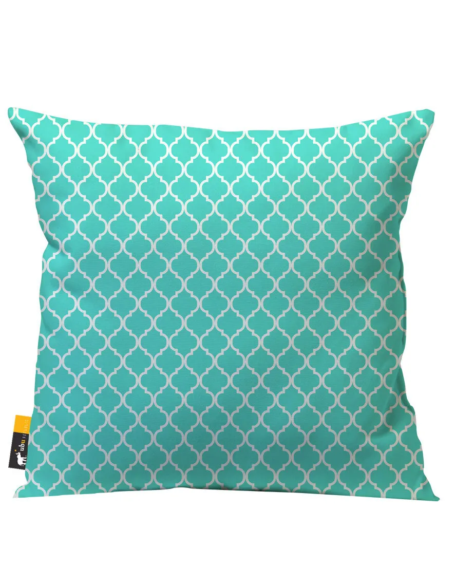 Teal Moroccan Outdoor Throw Pillow