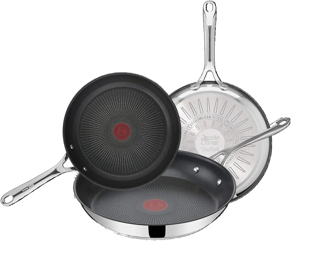 Tefal E304S344 Jamie Oliver Set x 3 Pan, 20-24-28 cm, 18/10 Steel