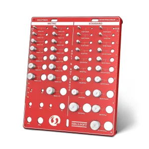 Thread Checker, 42 Nut and Bolt Identifier Gauge, Bolt Size and Thread Gauge, Thread Pitch Gauge, 19 Standard and 15 Metric Sizes Bolt Identifier Board with 8 Drill Bit Gauge (Red)