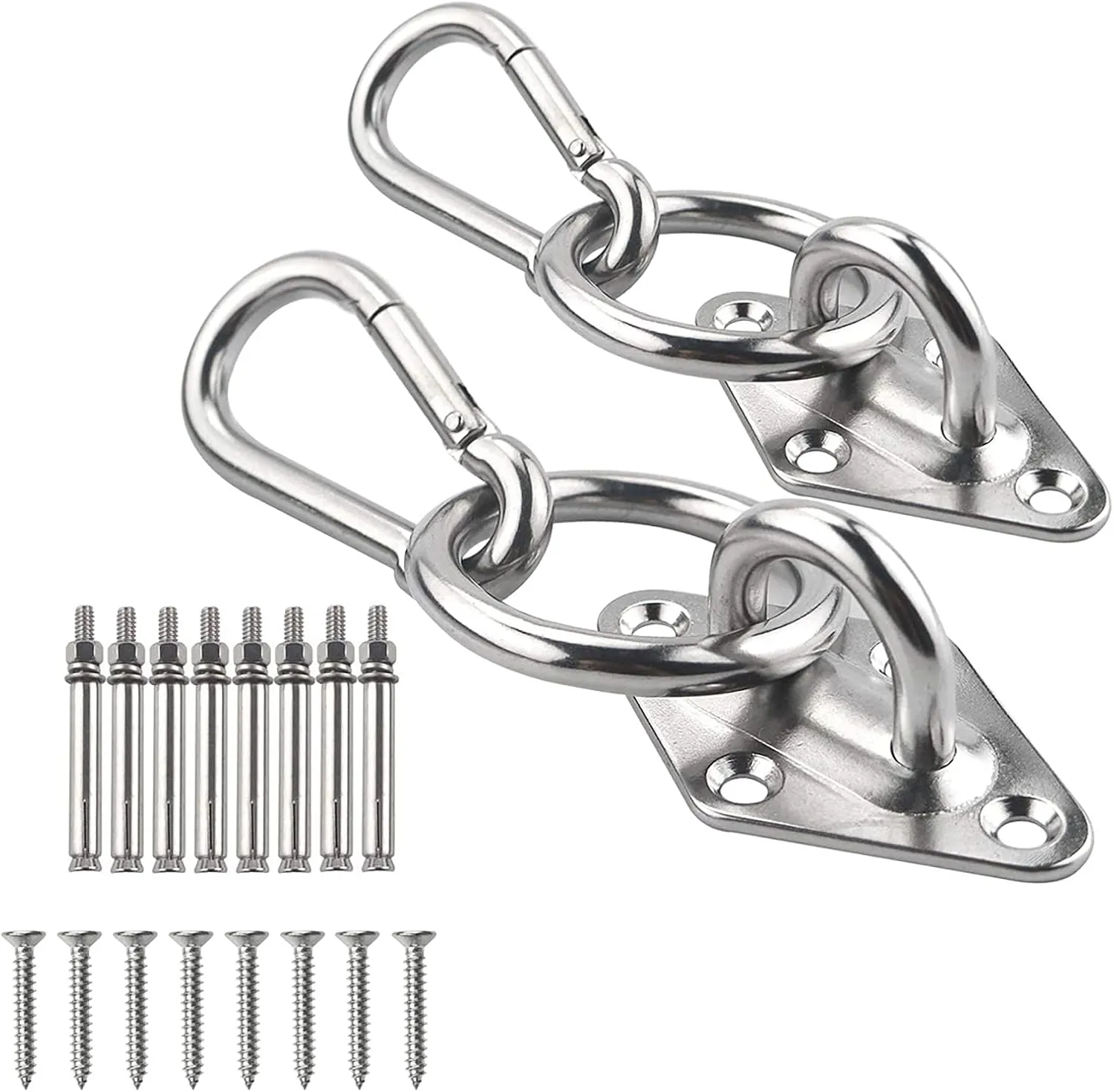 TooTaci Hammock Hook Heavy Duty, 1100lb Capacity Hammock Hanging Kit, 304 Stainless Steel Ceiling Hook with O Ring, Bolt Screws, for Indoor Outdoor Hammocks Wall Mount Kit, Swing Chair Hanging