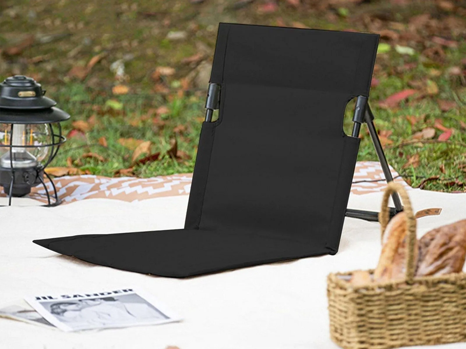 Top selection with Folding Beach Backrest Limited-stock deal 2Pcs Mat Beach Black Lounge Chair Portable