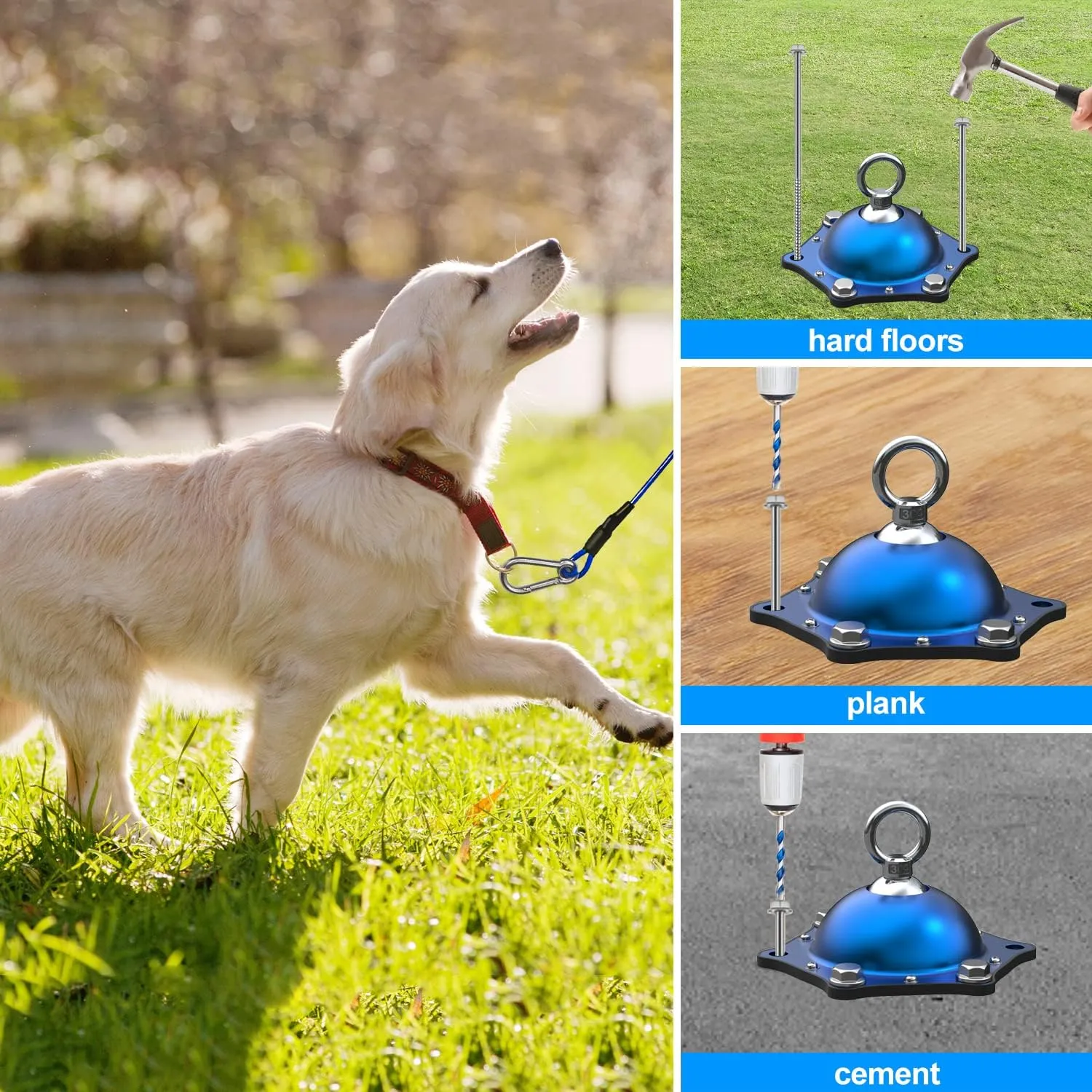 TOPKNOT Dog Tie Out Cable and Stake for Camping,360°Swivel Dog Run- No Tangle,with 30FT Heavy Duty Cable, Runner for Yard - Up to 150LBS,Ideal for Outdoor Camping