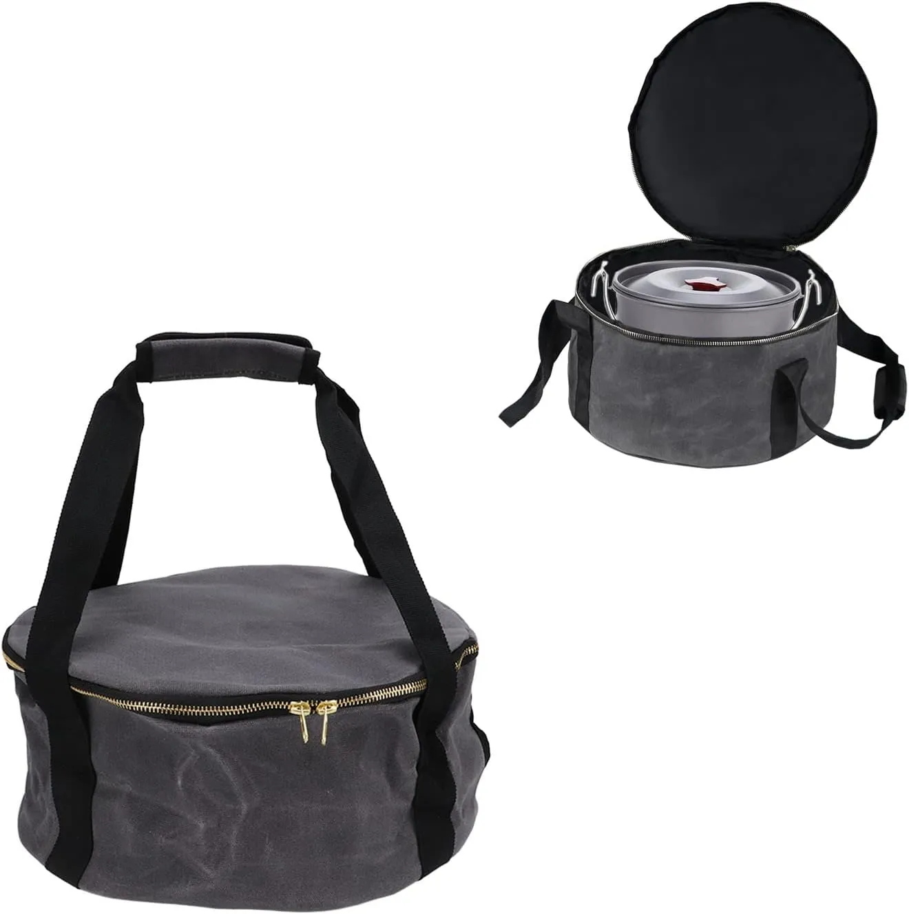 Topyond Storage Bag, Camp Cooker Bag, Canvas Pot Bag, Dustproof Canvas Zipper Cooker Frying Pan Tableware Storage Bag for Camping