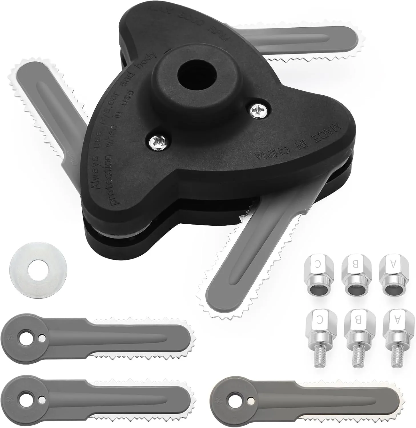 Toussaint 3-Blade Trimmer Head for Gas Powered Weedwacker Universal Weed Eater Blades, Compatible with Ego,Echo, Weed Warrior Gas String Trimmers with Additional Three Replacement Blades