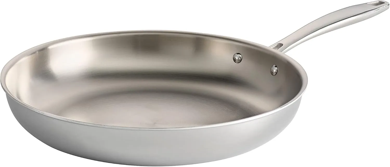 Tramontina Seattle Tri-Ply Clad Stainless Steel 12-Inch Large Frying Pan, Induction-Ready Skillet, Dishwasher-Safe, NSF-Certified, Made in Brazil