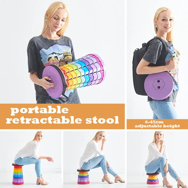 Travel Folding Stool Portable Outdoor Adjustable Retractable Stool Contracting Shoe Changing Seat Fishing Elderly Walking Stool