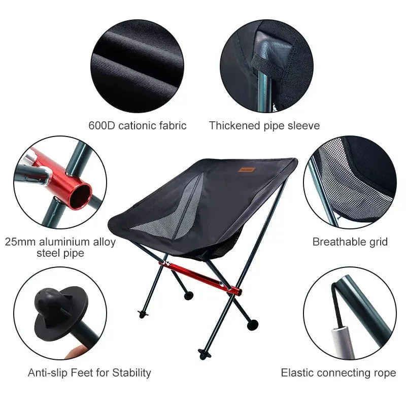 Travel Ultralight Folding Chair – Detachable Portable Moon Chair