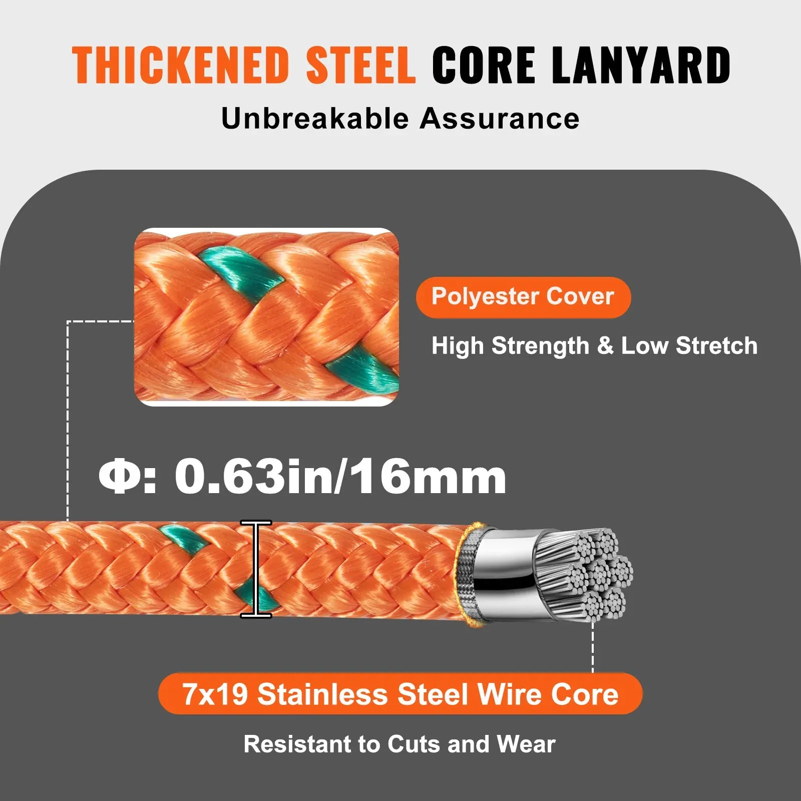 Tree Climbing Steel Core Flipline For Fall Protection