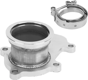 Turbo Flange Adapter Set High Performance 5 Bolt to V Band Converter for Holset WH1C HX35 HX35W HX40 Stainless Steel 2.5 Inch Downpipe Clamp Included