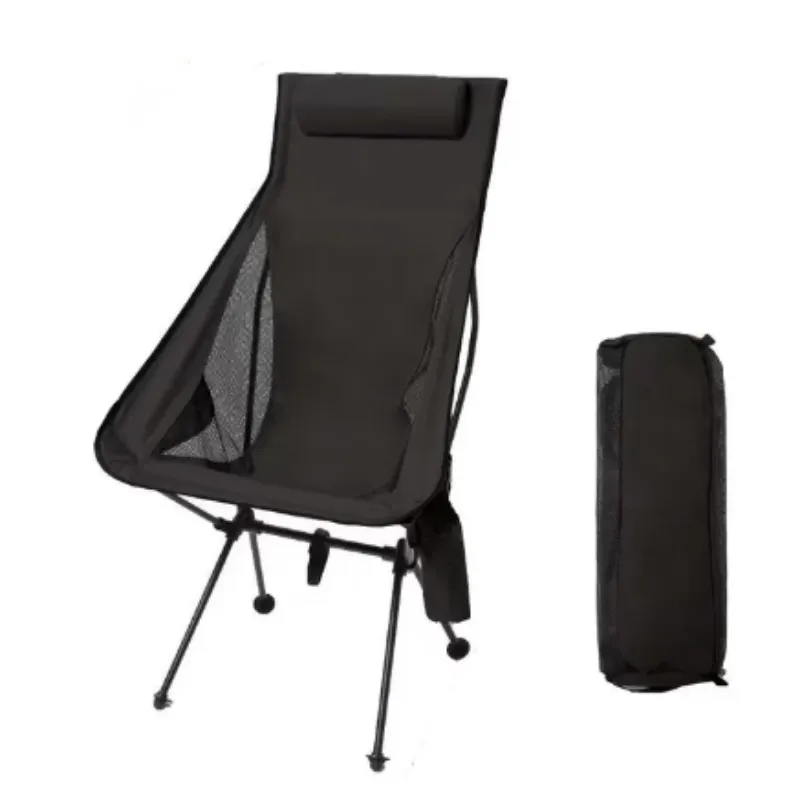 Ultralight foldable camping chair with headrest and breathable mesh