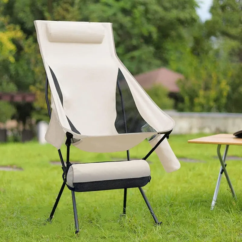 Ultralight foldable camping chair with headrest and breathable mesh
