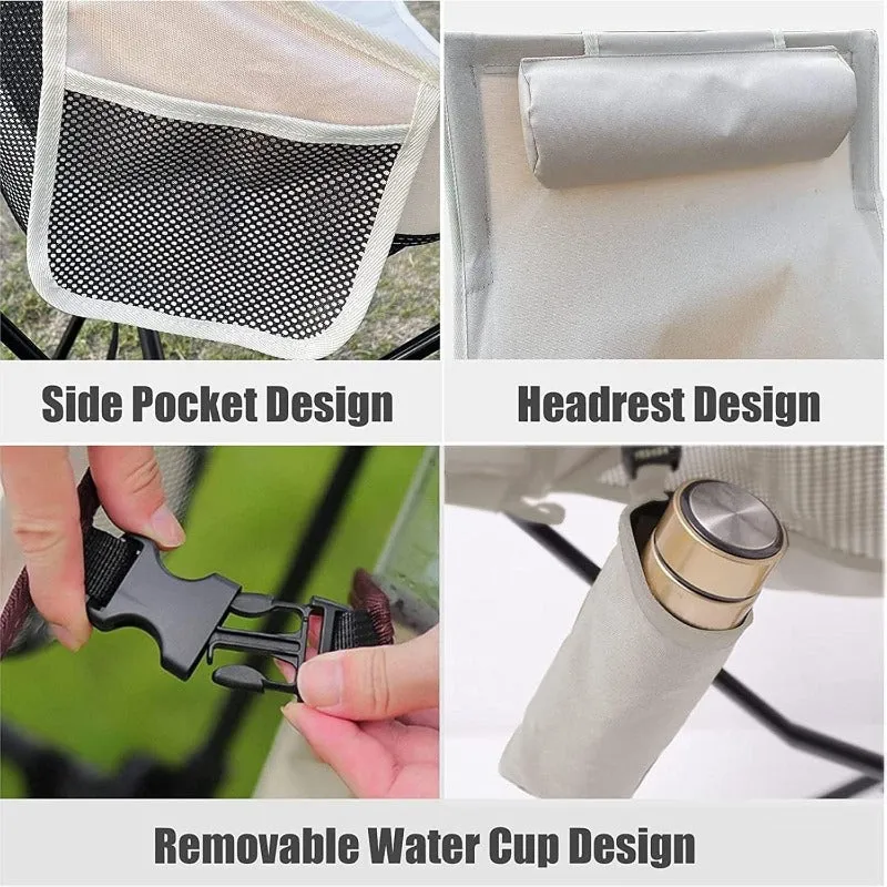 Ultralight foldable camping chair with headrest and breathable mesh