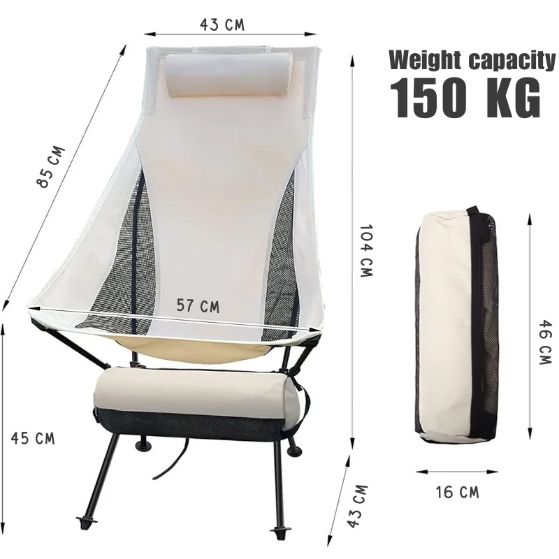 Ultralight foldable camping chair with headrest and breathable mesh