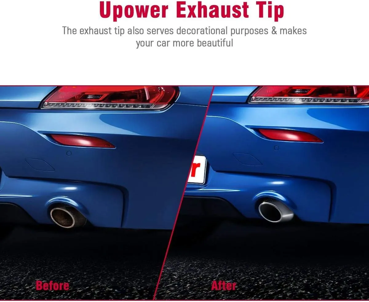 Upower 4" to 10" Exhaust Tip Mirror Polished 4 Inch Inlet 10 Inch Outlet Exhaust Tailpipe 18" Length Bolt-On 45 Degree Angle Cut Tail Pipe