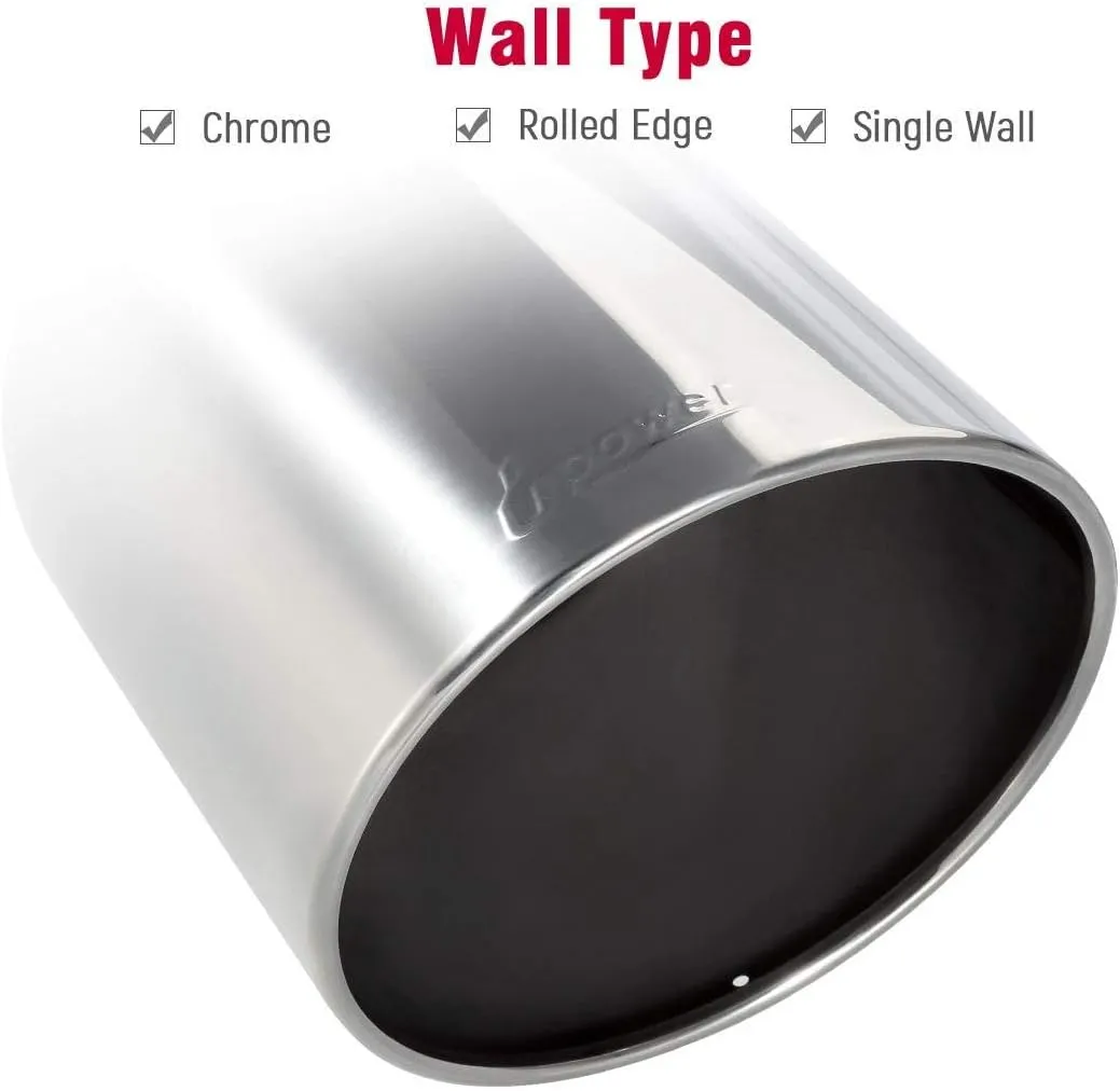 Upower 4" to 10" Exhaust Tip Mirror Polished 4 Inch Inlet 10 Inch Outlet Exhaust Tailpipe 18" Length Bolt-On 45 Degree Angle Cut Tail Pipe