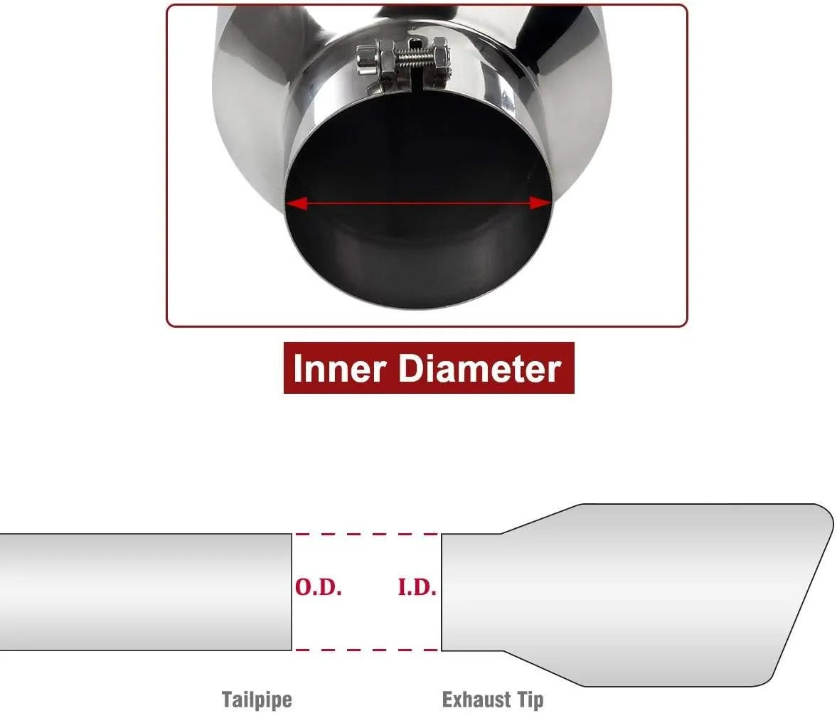 Upower 4" to 10" Exhaust Tip Mirror Polished 4 Inch Inlet 10 Inch Outlet Exhaust Tailpipe 18" Length Bolt-On 45 Degree Angle Cut Tail Pipe