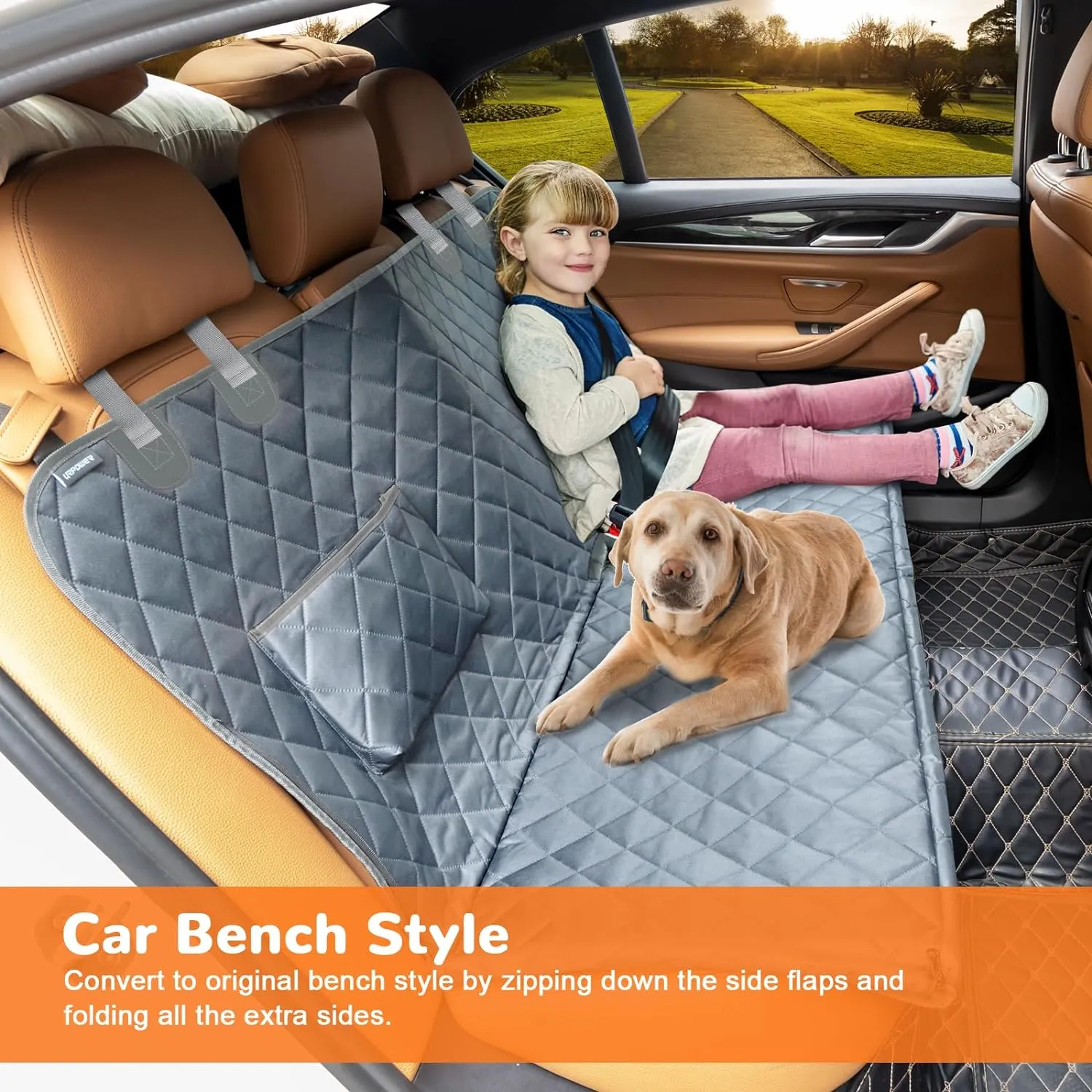 URPOWER Dog Car Seat Cover for Back Seat Waterproof Seat Cover Hammock 600D Heavy Duty Scratch Proof Nonslip Durable Soft Backseat Covers for Cars Trucks and SUVs
