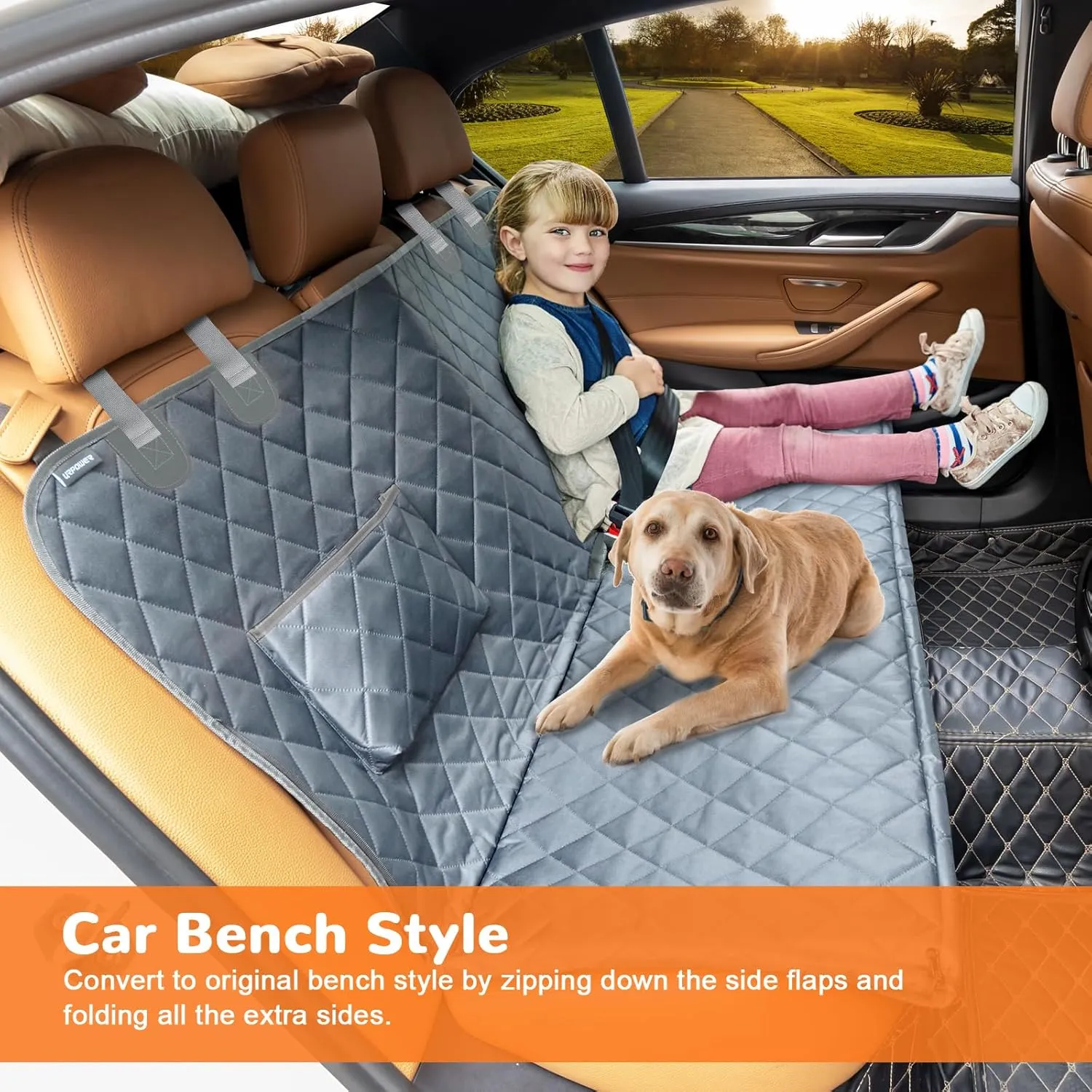 URPOWER Dog Car Seat Cover for Back Seat Waterproof Seat Cover Hammock 600D Heavy Duty Scratch Proof Nonslip Durable Soft Backseat Covers for Cars Trucks and SUVs