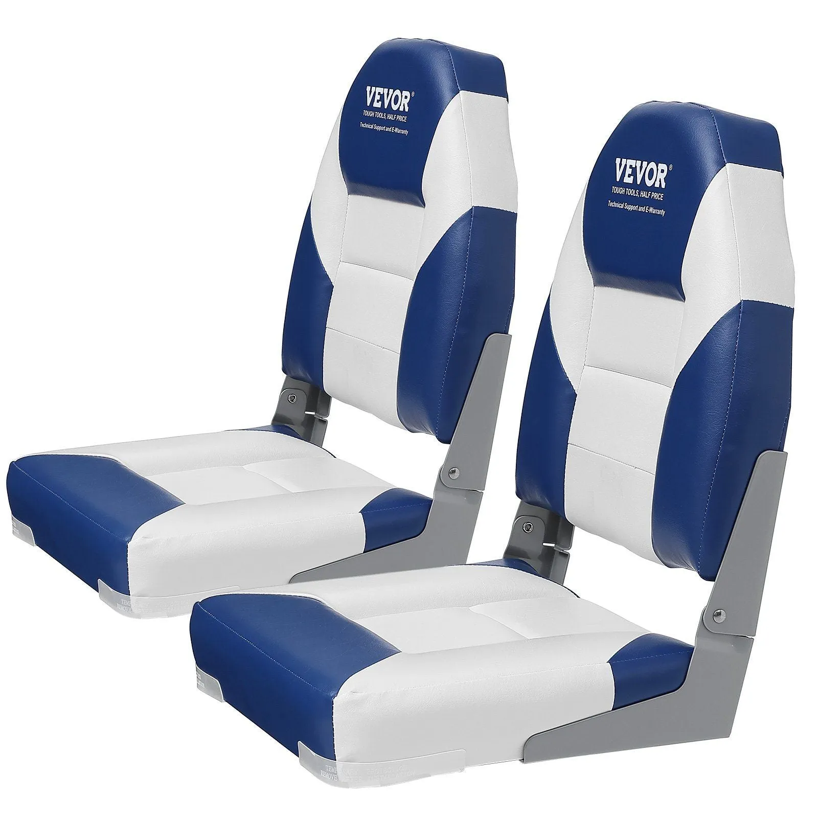 VEVOR Boat Seats, 21.85" High Back Boat Seat, Folding Boat Chair with Thickened Sponge Padding and Hinge, Fold-Down Boat Captain Chairs for Fishing Boat, Sightseeing Boat, Speedboat, Canoe, 2-Pack