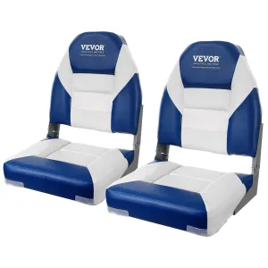 VEVOR Boat Seats, 21.85" High Back Boat Seat, Folding Boat Chair with Thickened Sponge Padding and Hinge, Fold-Down Boat Captain Chairs for Fishing Boat, Sightseeing Boat, Speedboat, Canoe, 2-Pack