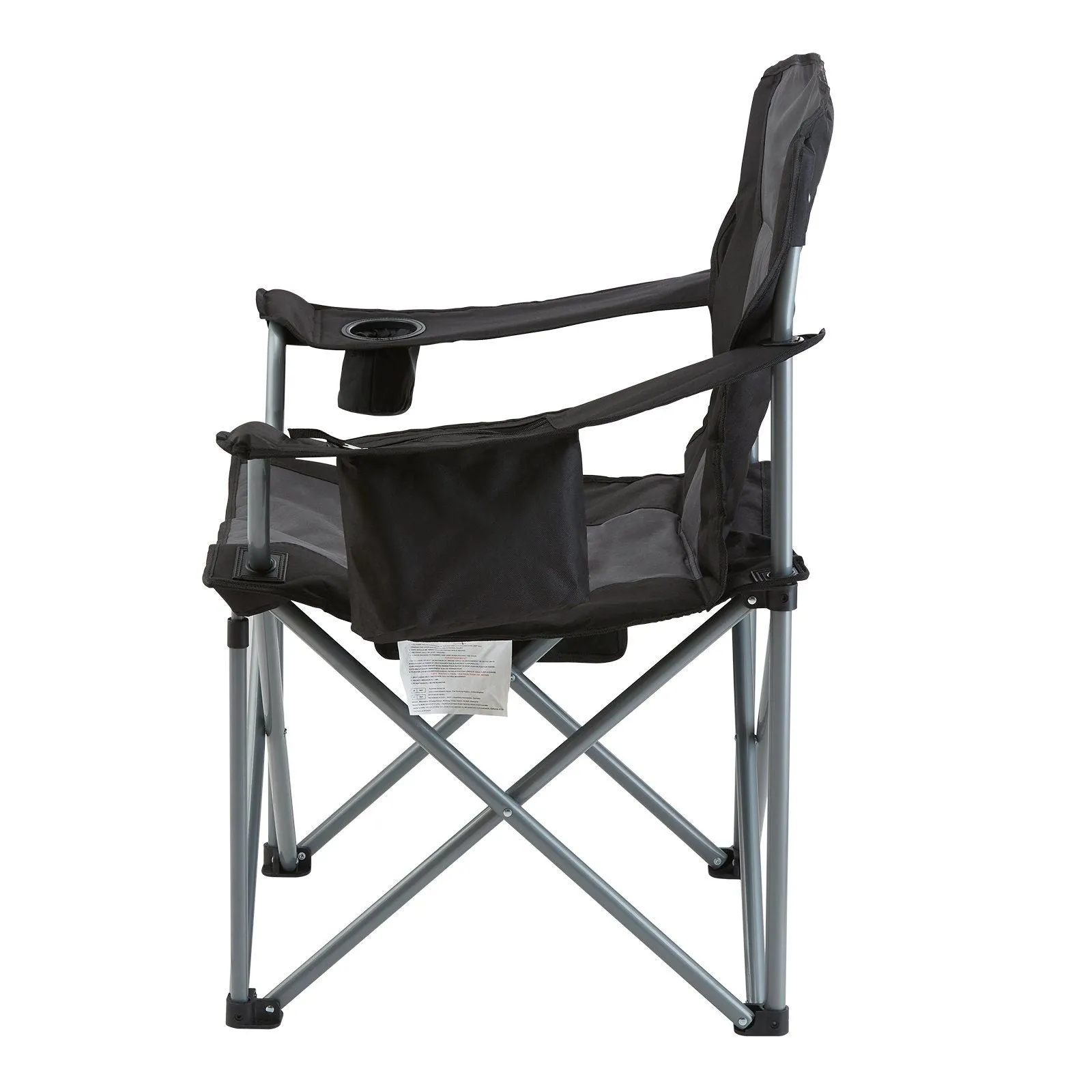 VEVOR Camping Folding Chair for Adults, Portable Heavy Duty Outdoor Quad Lumbar Back Padded Arm Chairs with Side Pockets, Cup Holder and Cooler Bag for Beach, Lawn, Picnic, Fishing, Backpacking, Black