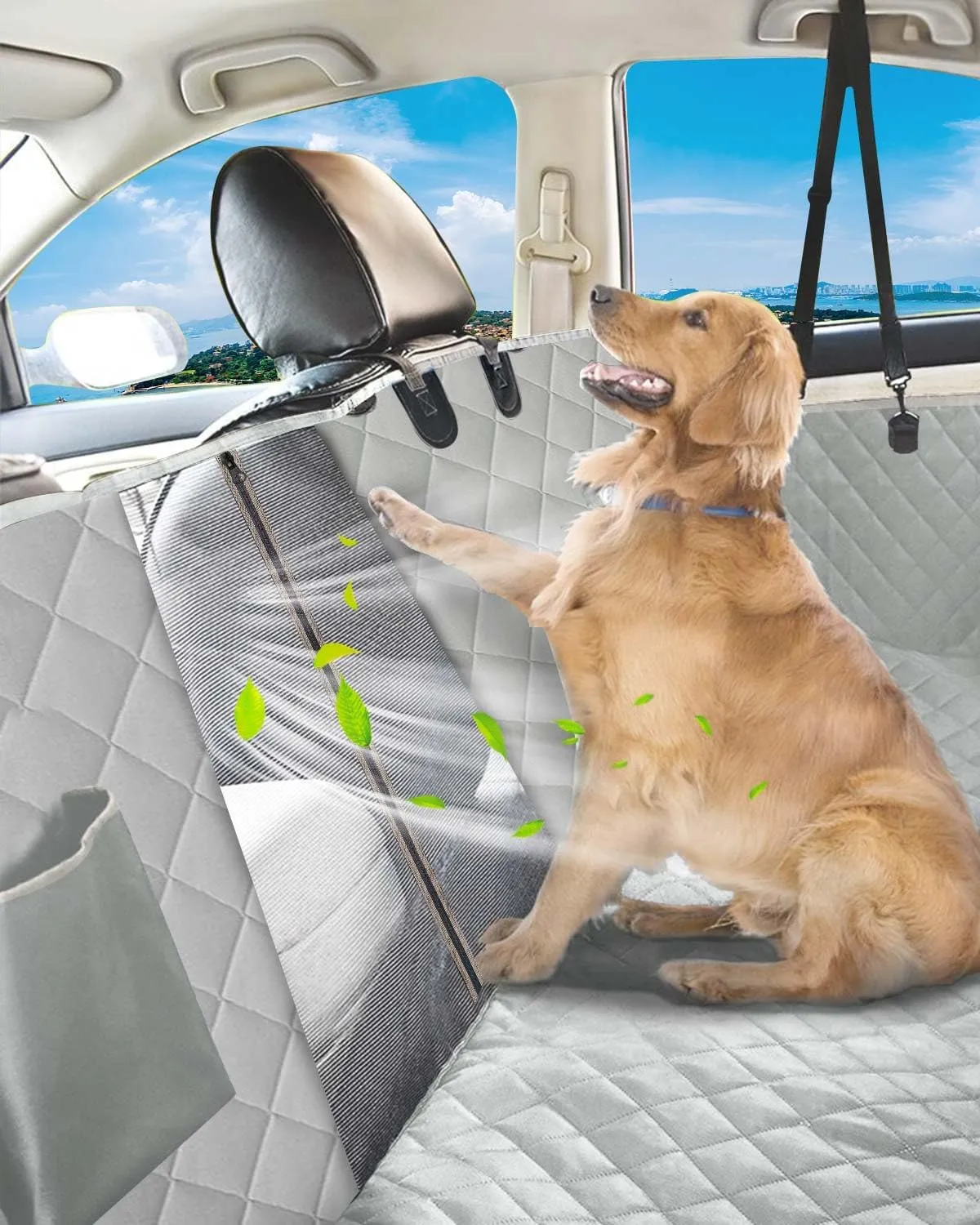 Victoper Dog Car Seat Cover, Heavy Durable Dog Seat Cover for Back Seat, 100% Waterproof Scratch Proof Nonslip Dog Hammock for Car with Side Flap, Pet Back Seat Covers Large 60" W x 64" L