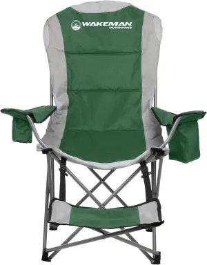 Wakeman Camping Chair with Foot Rest - 300lb Capacity Beach Chair with Footrest, Cupholder, and Cooler Pouch - Portable Chair Outdoors (Green)