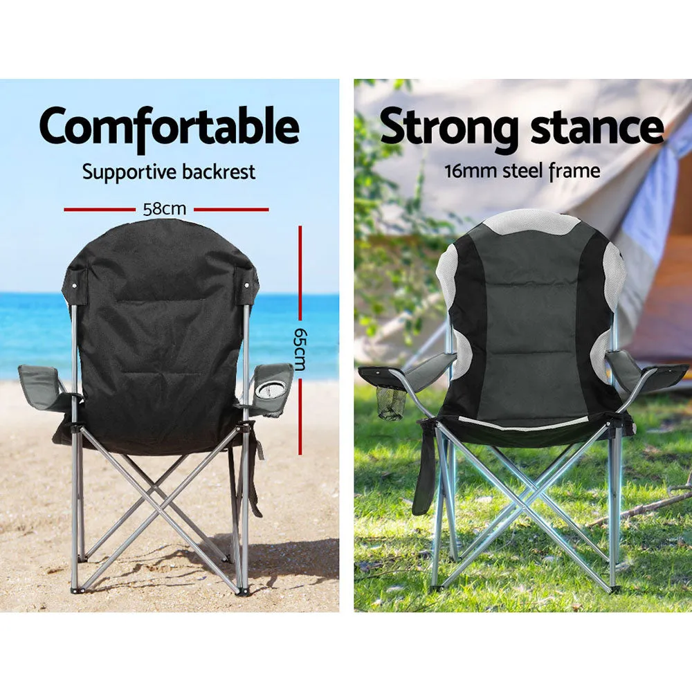 Weisshorn 2X Portable Folding Camping Chairs with Armrests