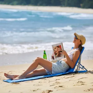 #WEJOY Portable Mat Lounge Chair, Lightweight Beach Chairs for Adults, Adjustable Folding Reclining Beach Mat with Back Support for Outdoor Lawn Camping Sunbathing