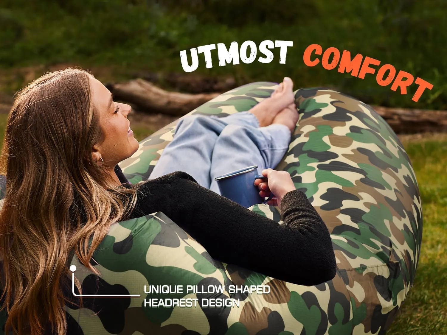 WEKAPO Inflatable Lounger Air Sofa Hammock-Portable,Water Proof& Anti-Air Leaking Design-Ideal Couch for Backyard Beach Traveling Camping Picnics & Music Festivals
