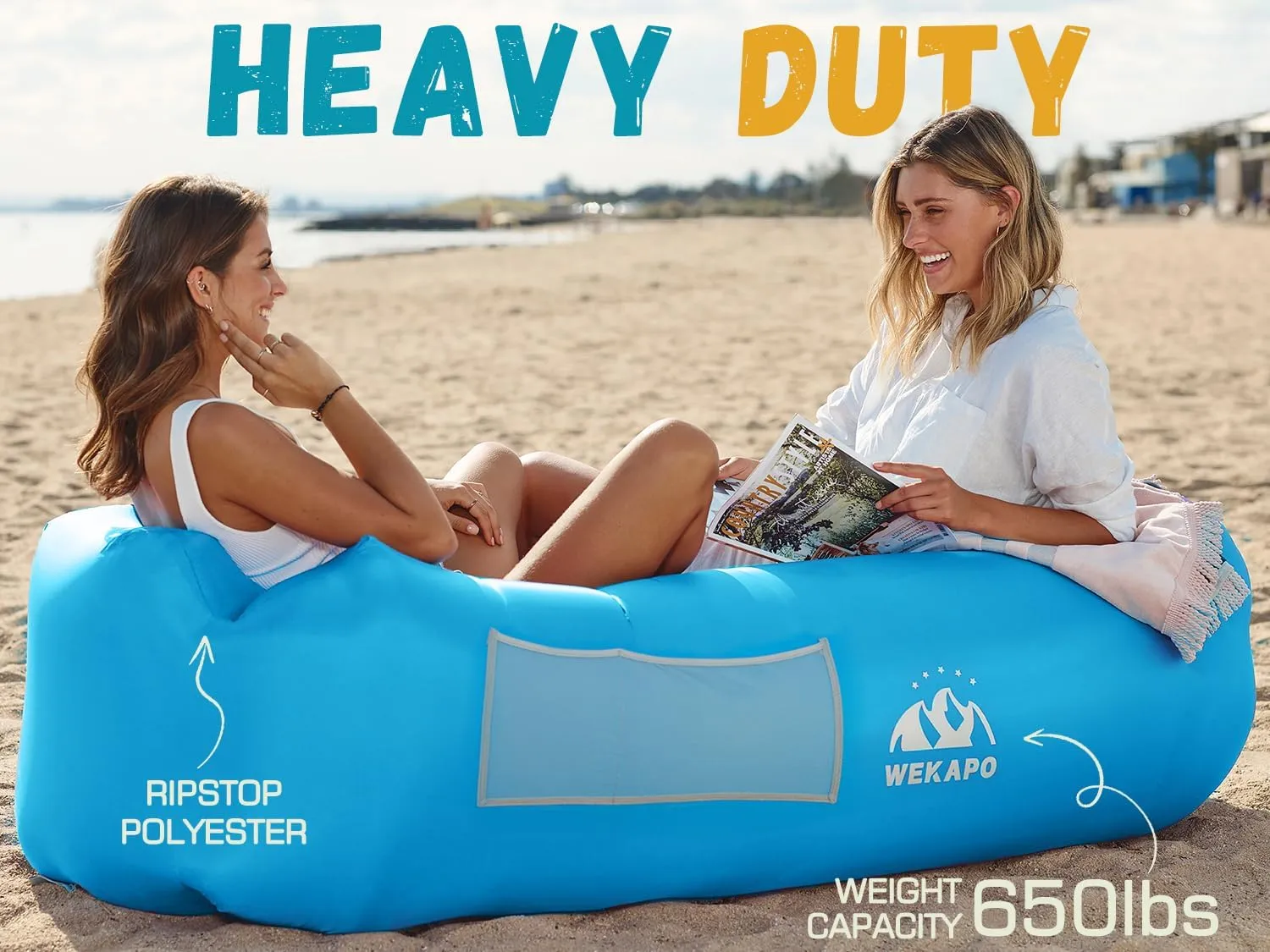 WEKAPO Inflatable Lounger Air Sofa Hammock-Portable,Water Proof& Anti-Air Leaking Design-Ideal Couch for Backyard Beach Traveling Camping Picnics & Music Festivals
