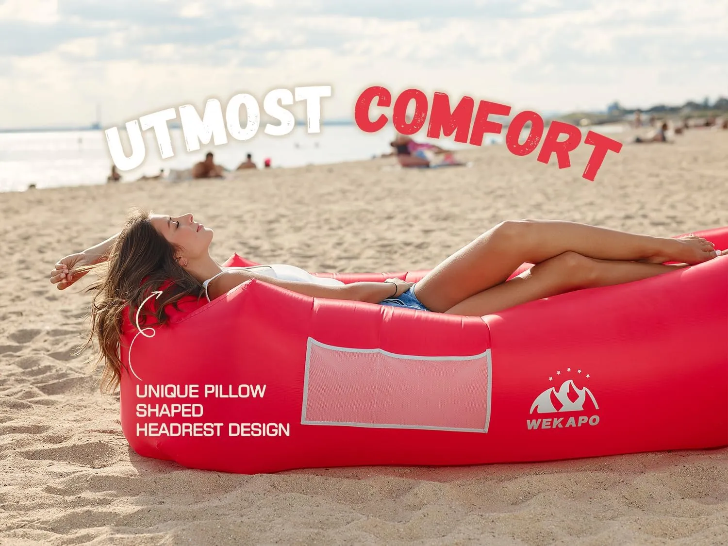 WEKAPO Inflatable Lounger Air Sofa Hammock-Portable,Water Proof& Anti-Air Leaking Design-Ideal Couch for Backyard Beach Traveling Camping Picnics & Music Festivals