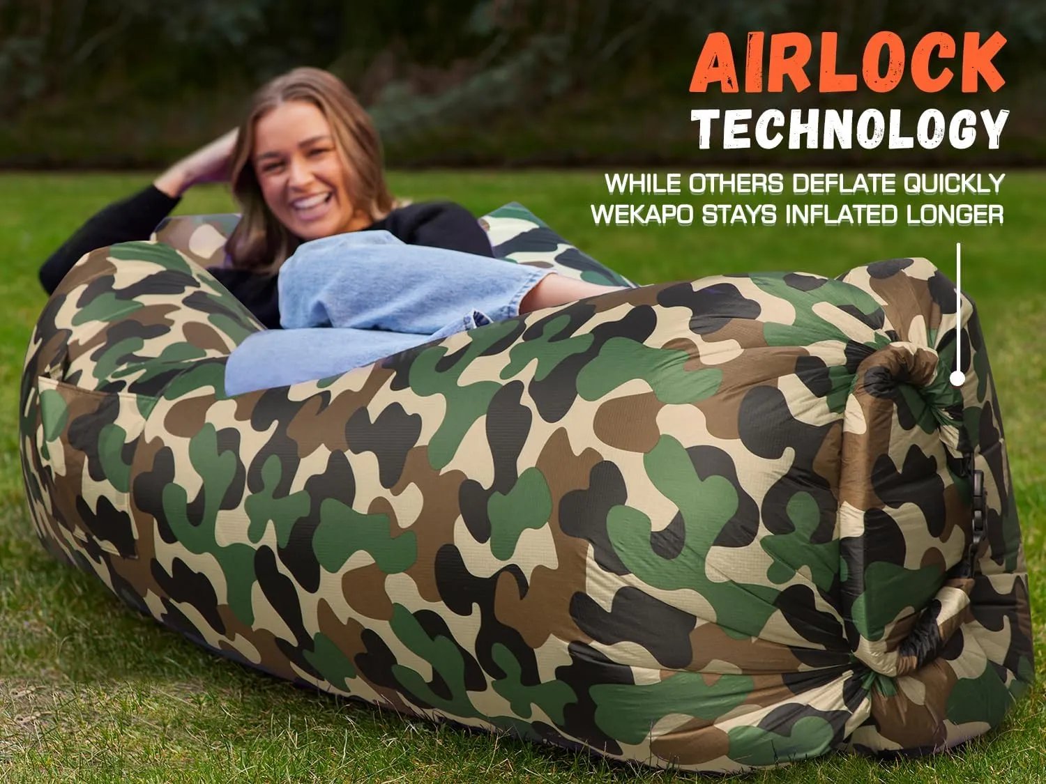 WEKAPO Inflatable Lounger Air Sofa Hammock-Portable,Water Proof& Anti-Air Leaking Design-Ideal Couch for Backyard Beach Traveling Camping Picnics & Music Festivals