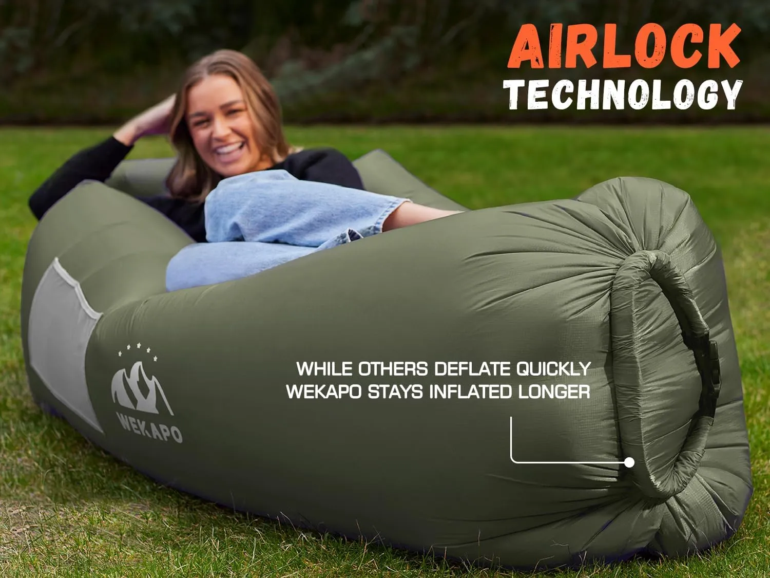 WEKAPO Inflatable Lounger Air Sofa Hammock-Portable,Water Proof& Anti-Air Leaking Design-Ideal Couch for Backyard Beach Traveling Camping Picnics & Music Festivals